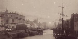 Gdańsk, widok na nabrzeże rzeki Motławy, ok. 1865 rok ze zbiorów PAN Biblioteki Gdańskiej, GIF autorstwa Sebastian Ruczyński
